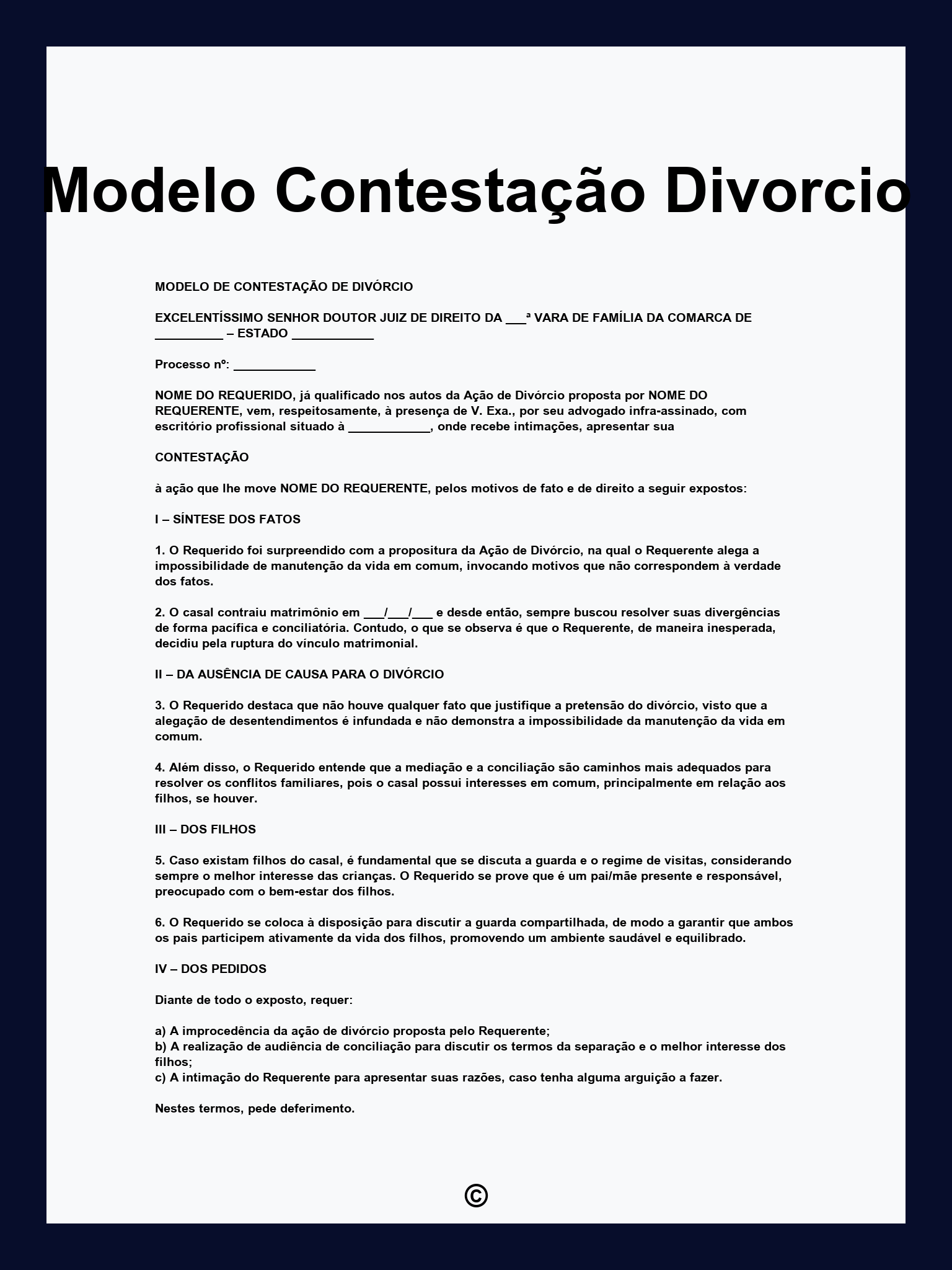Modelo Contestação Divorcio
