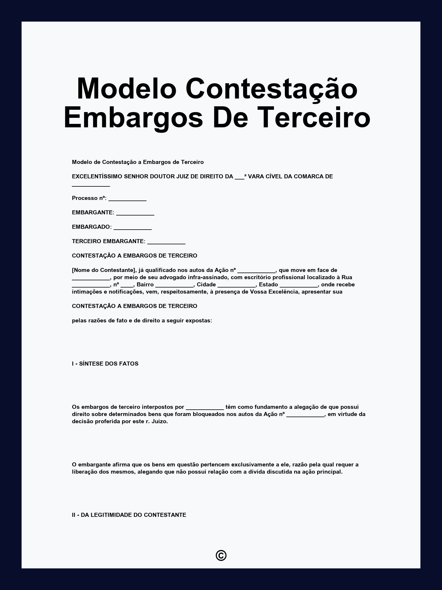 Modelo Contestação Embargos De Terceiro