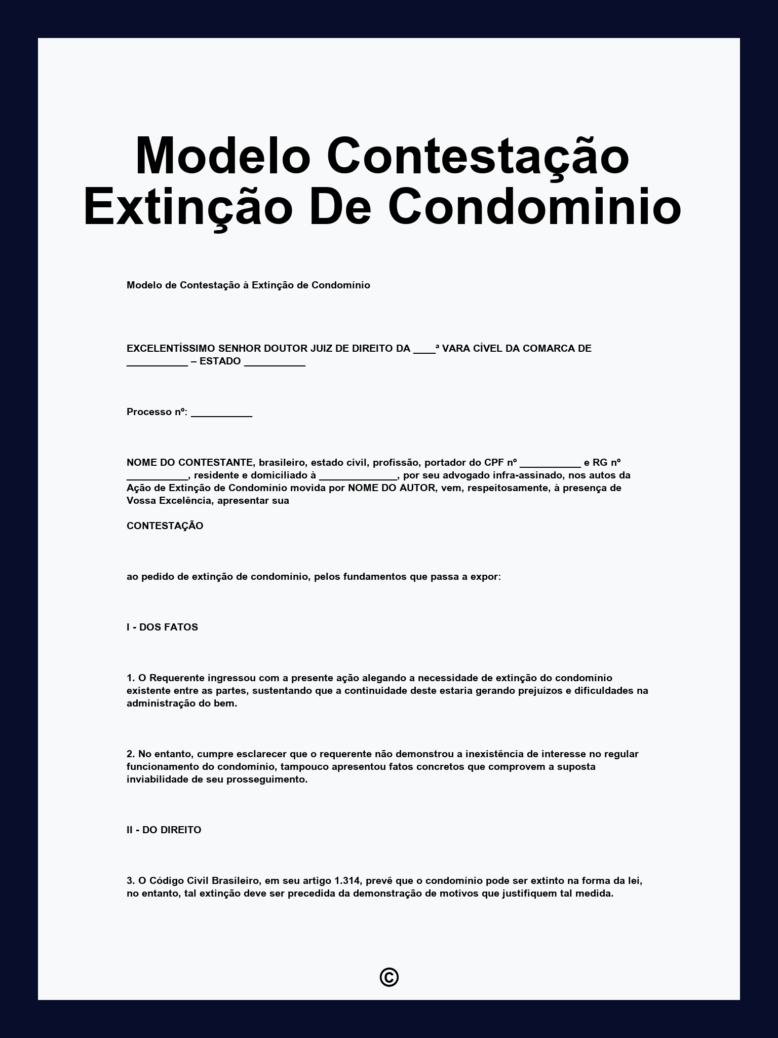 Modelo Contestação Extinção De Condominio