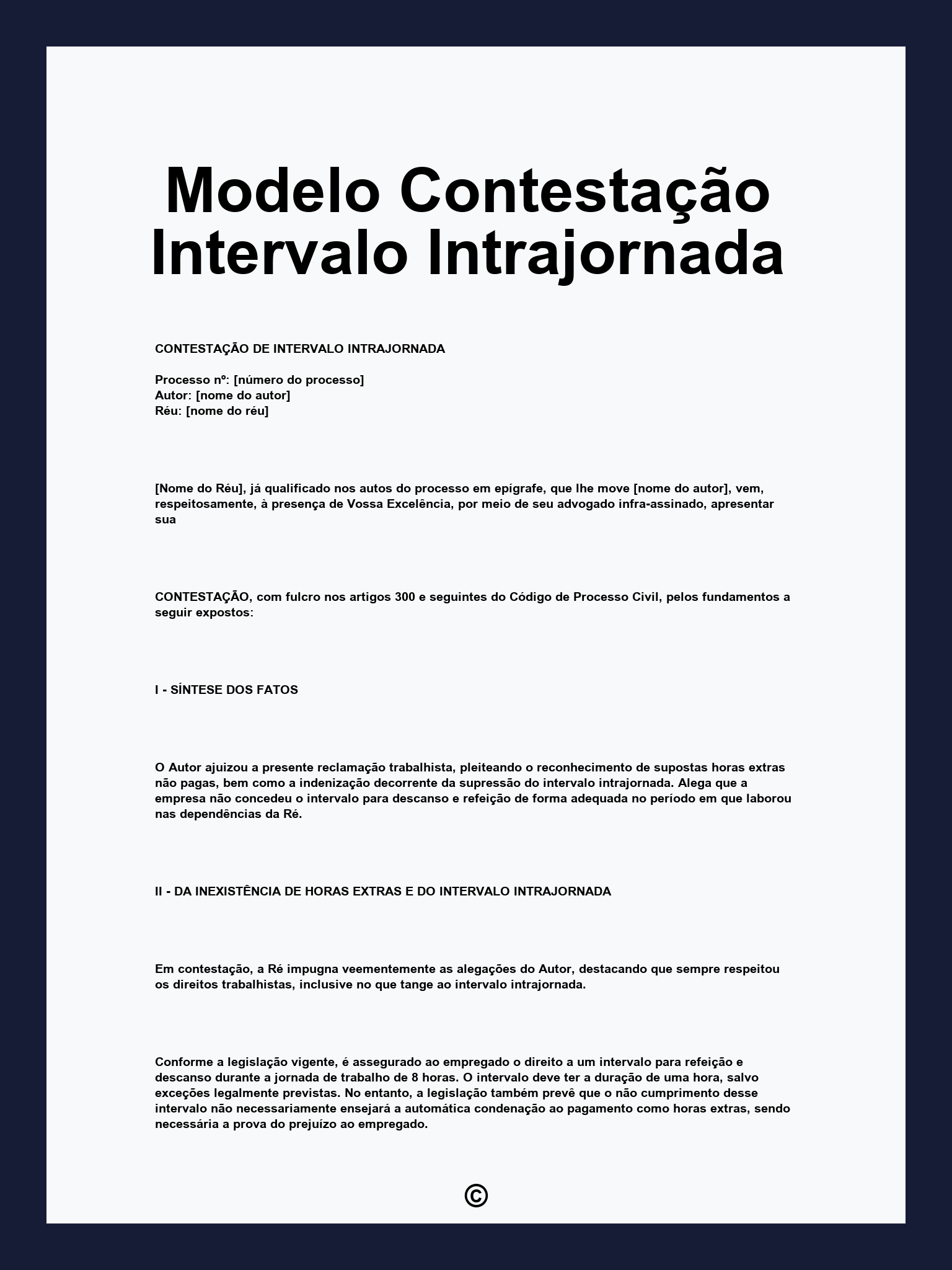 Modelo Contestação Intervalo Intrajornada