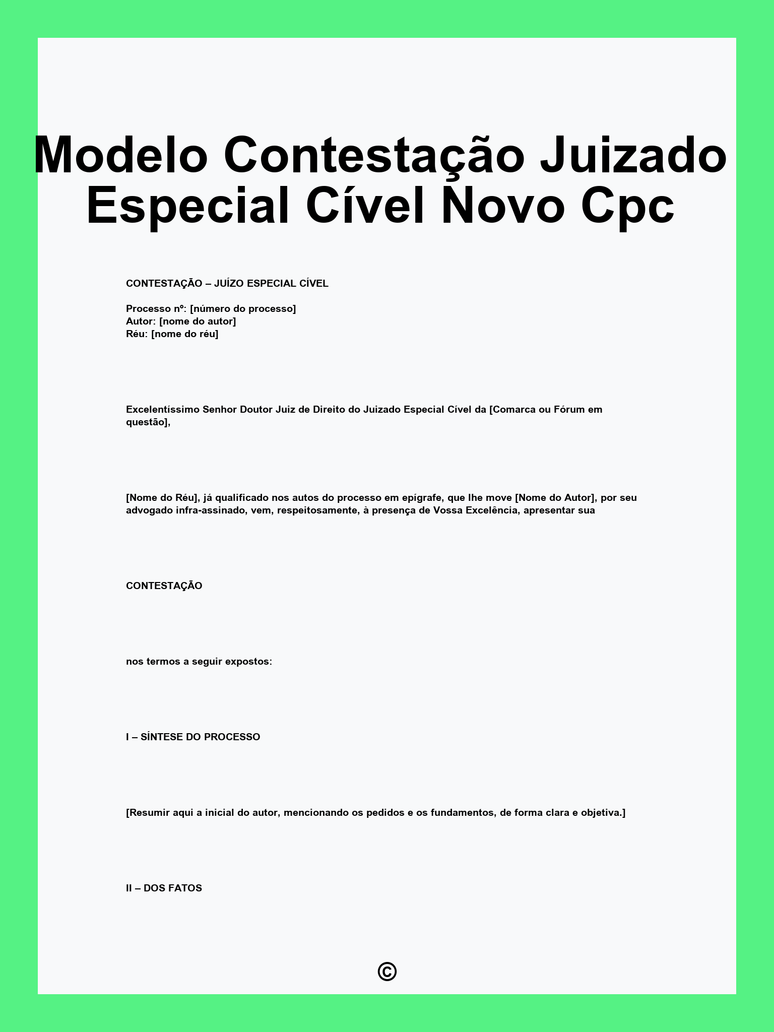 Modelo Contestação Juizado Especial Cível Novo Cpc