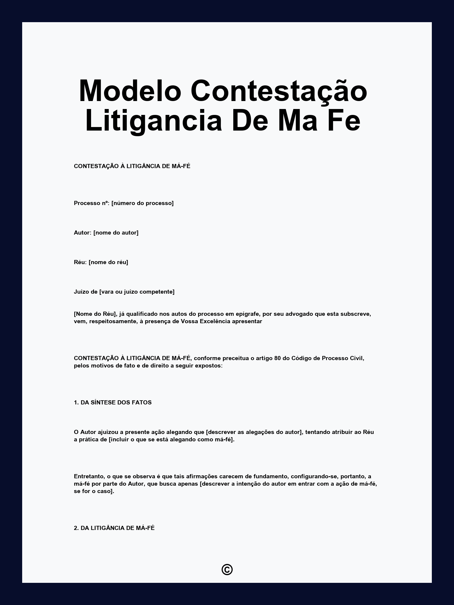 Modelo Contestação Litigancia De Ma Fe
