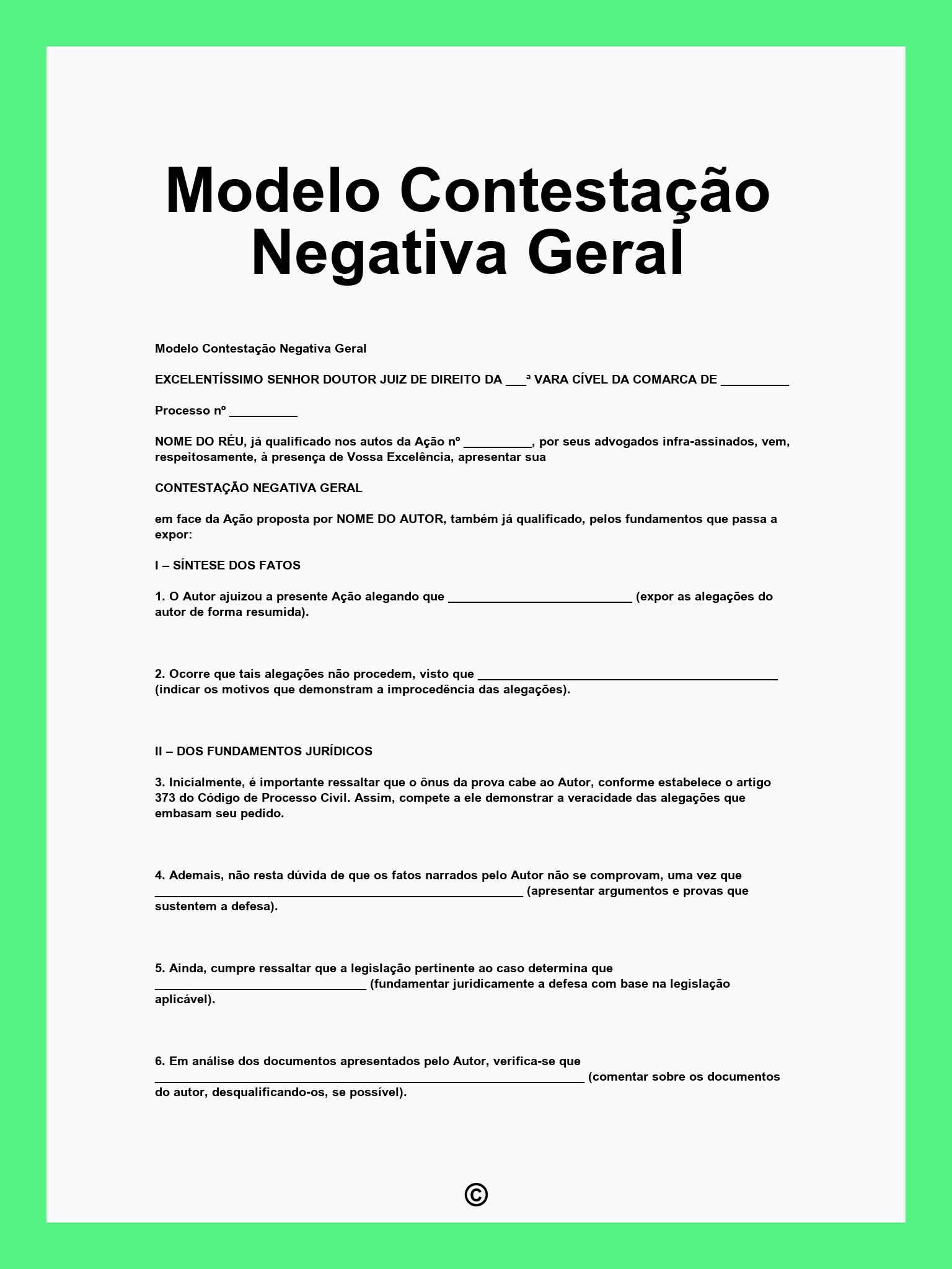 Modelo Contestação Negativa Geral
