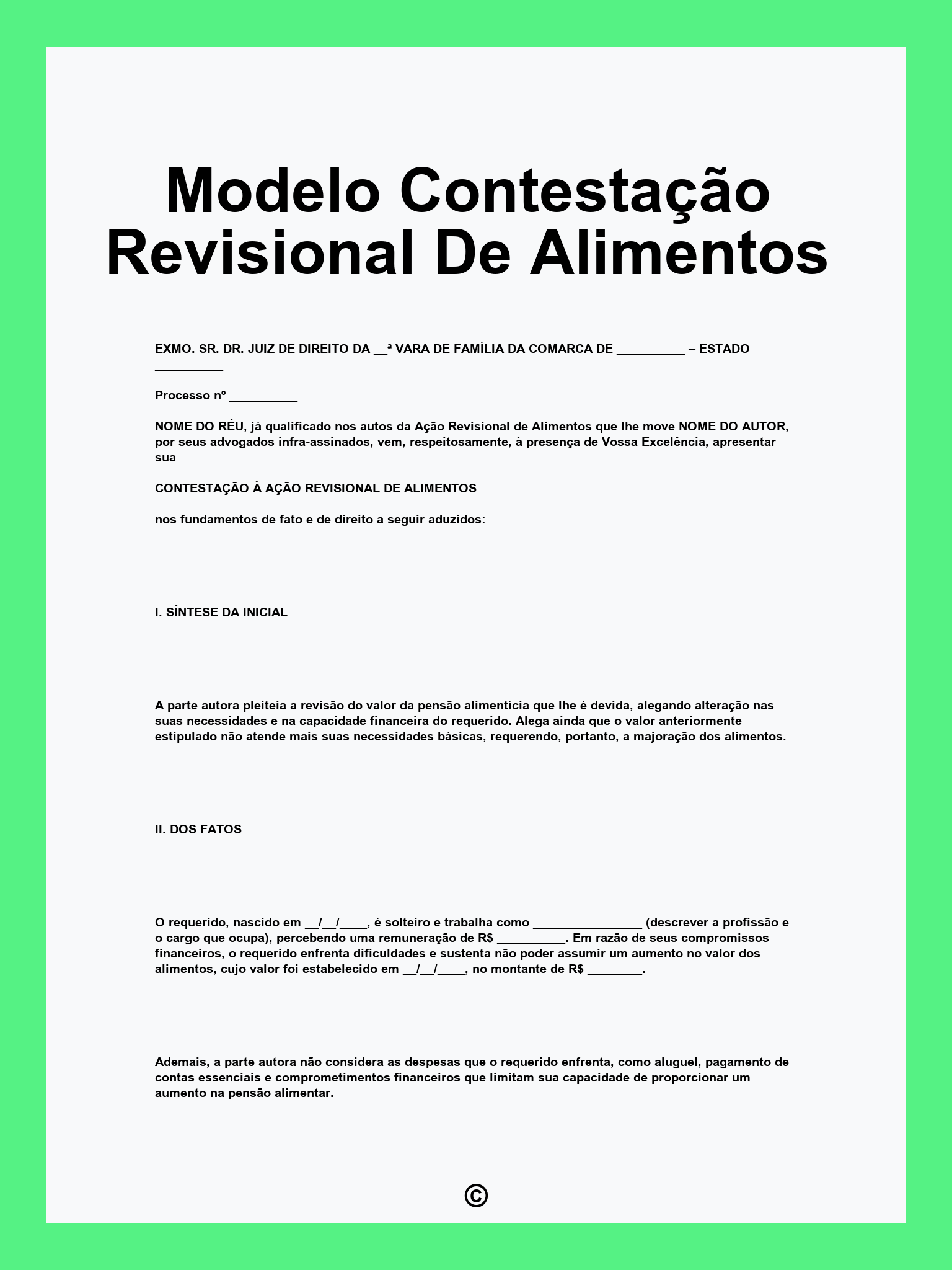 Modelo Contestação Revisional De Alimentos