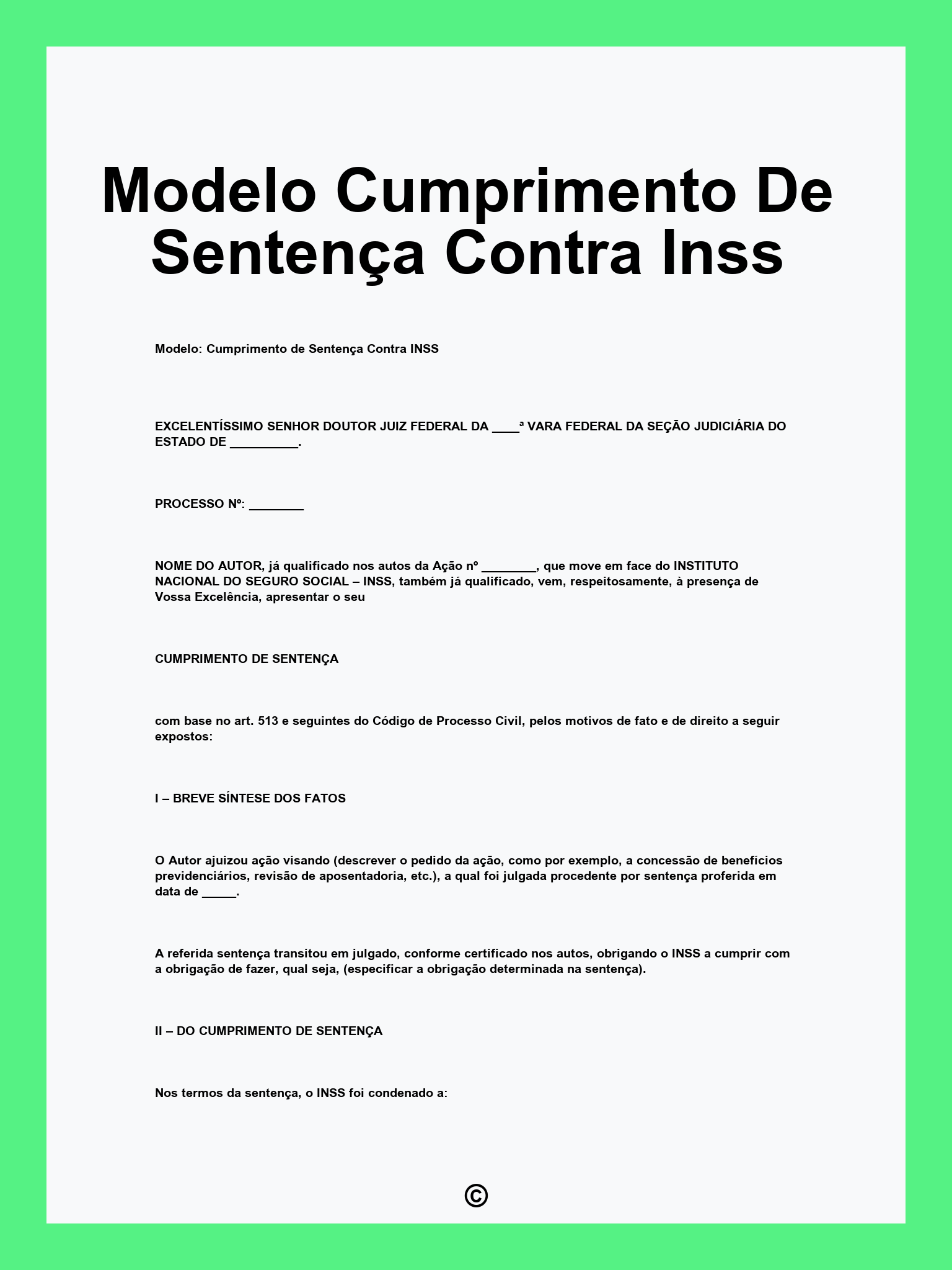 Modelo Cumprimento De Sentença Contra Inss