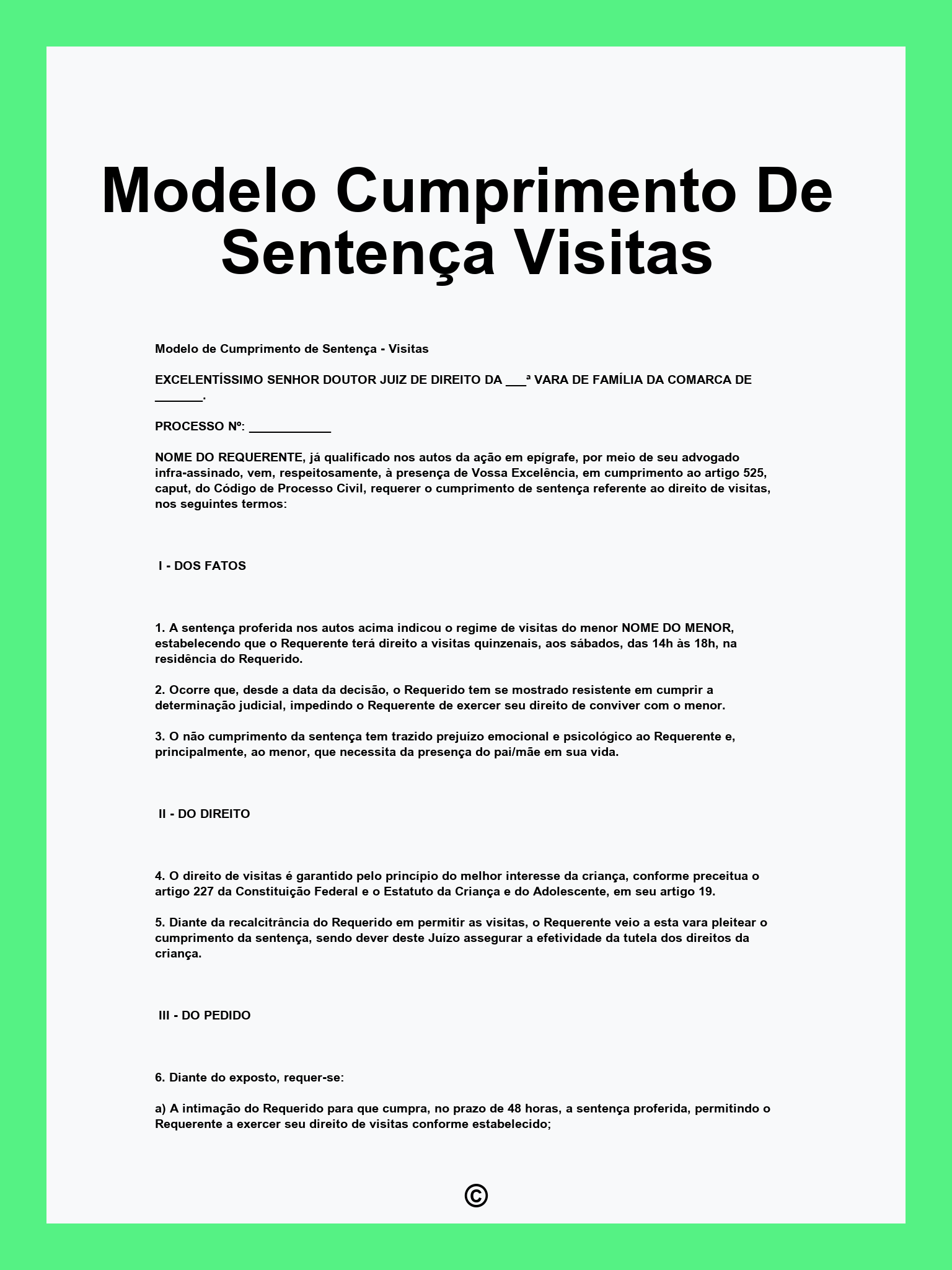 Modelo Cumprimento De Sentença Visitas