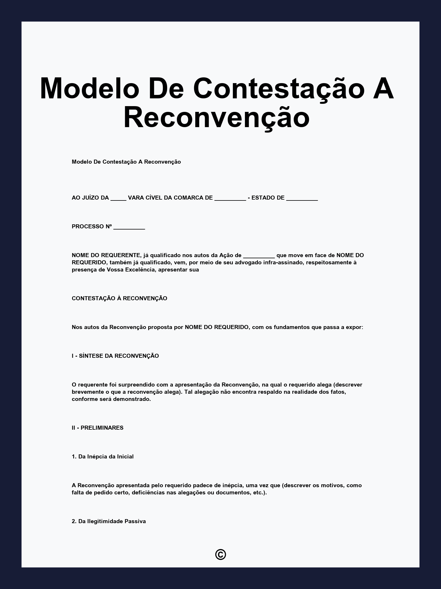 Modelo De Contestação A Reconvenção