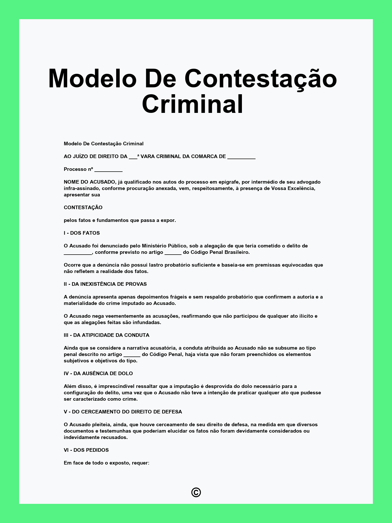 Modelo De Contestação Criminal