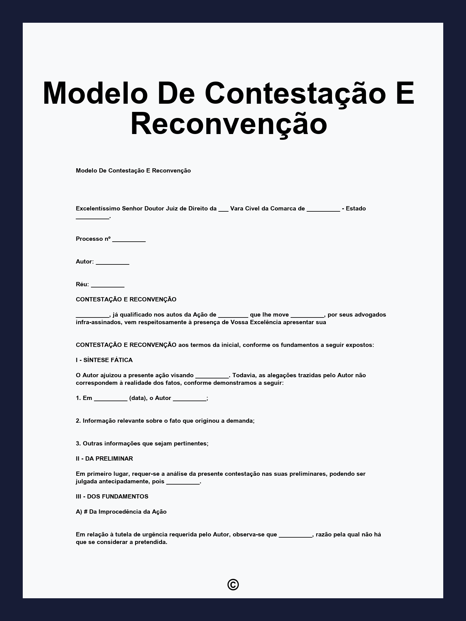 Modelo De Contestação E Reconvenção