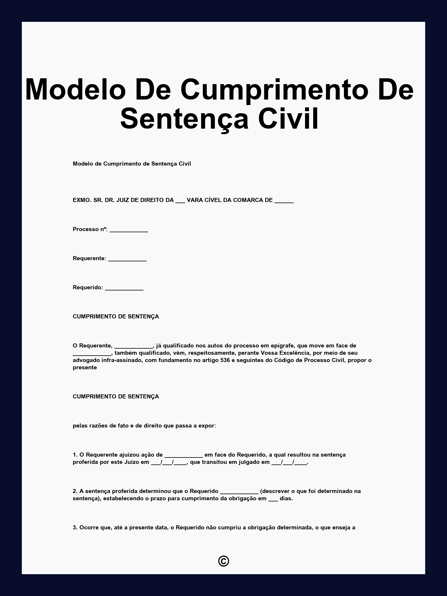 Modelo De Cumprimento De Sentença Civil