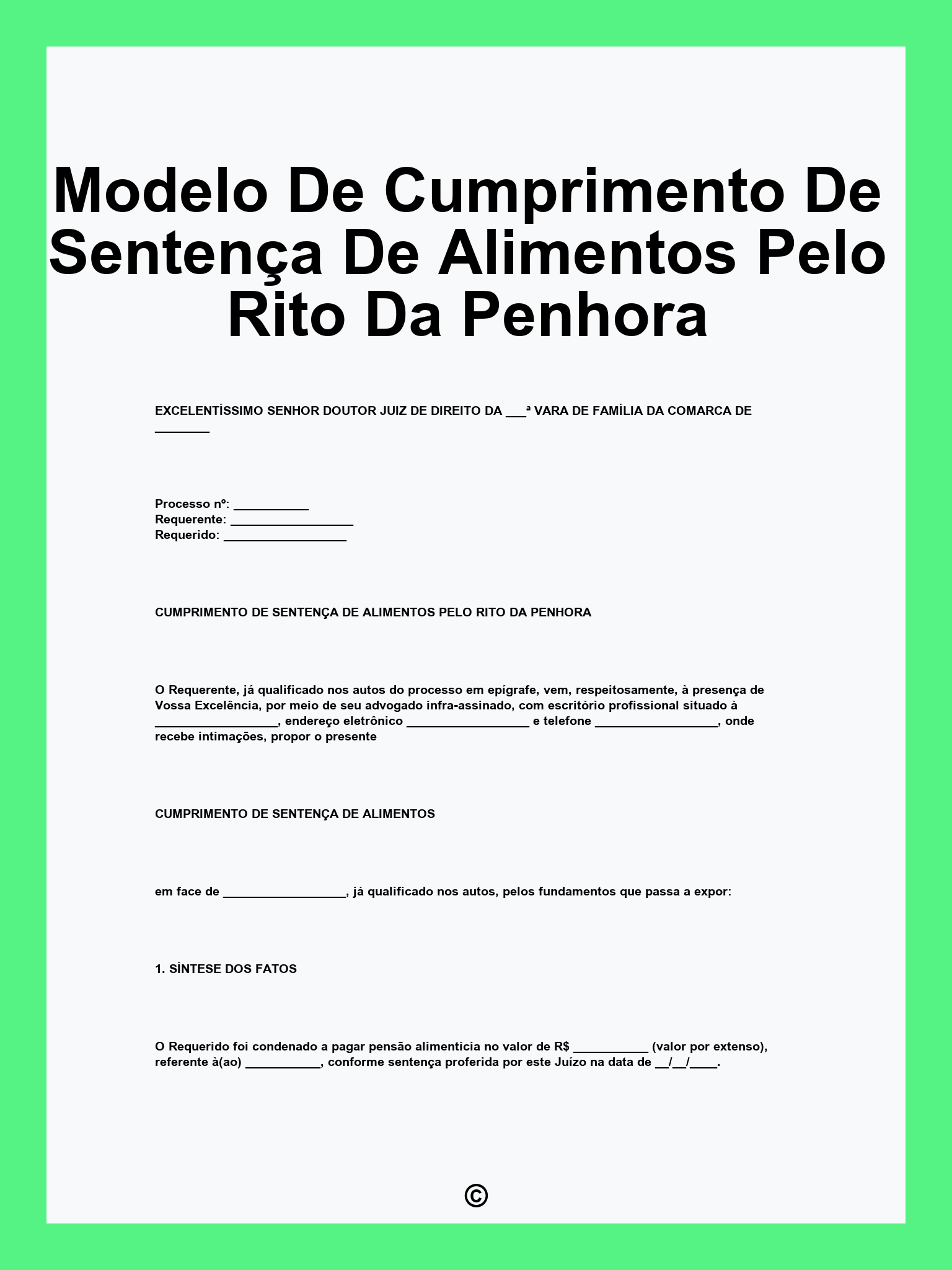 Modelo De Cumprimento De Sentença De Alimentos Pelo Rito Da Penhora