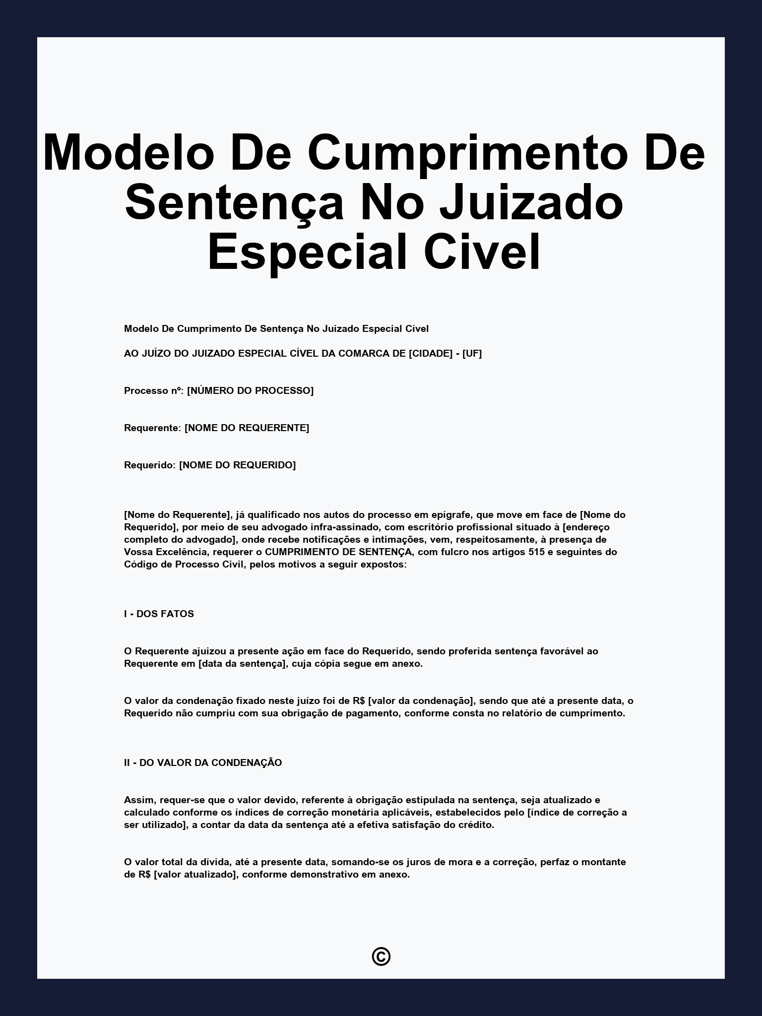 Modelo De Cumprimento De Sentença No Juizado Especial Civel