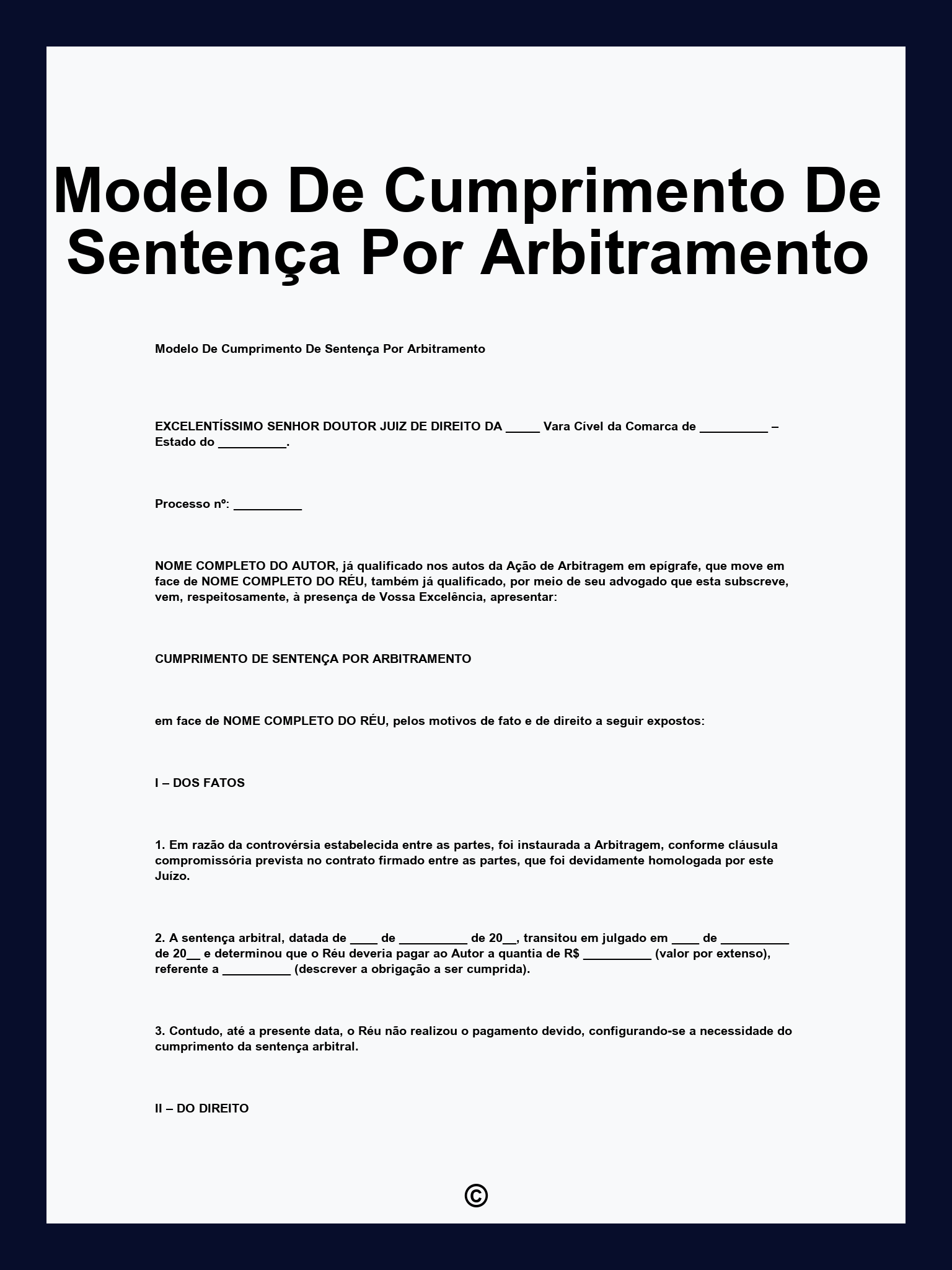 Modelo De Cumprimento De Sentença Por Arbitramento