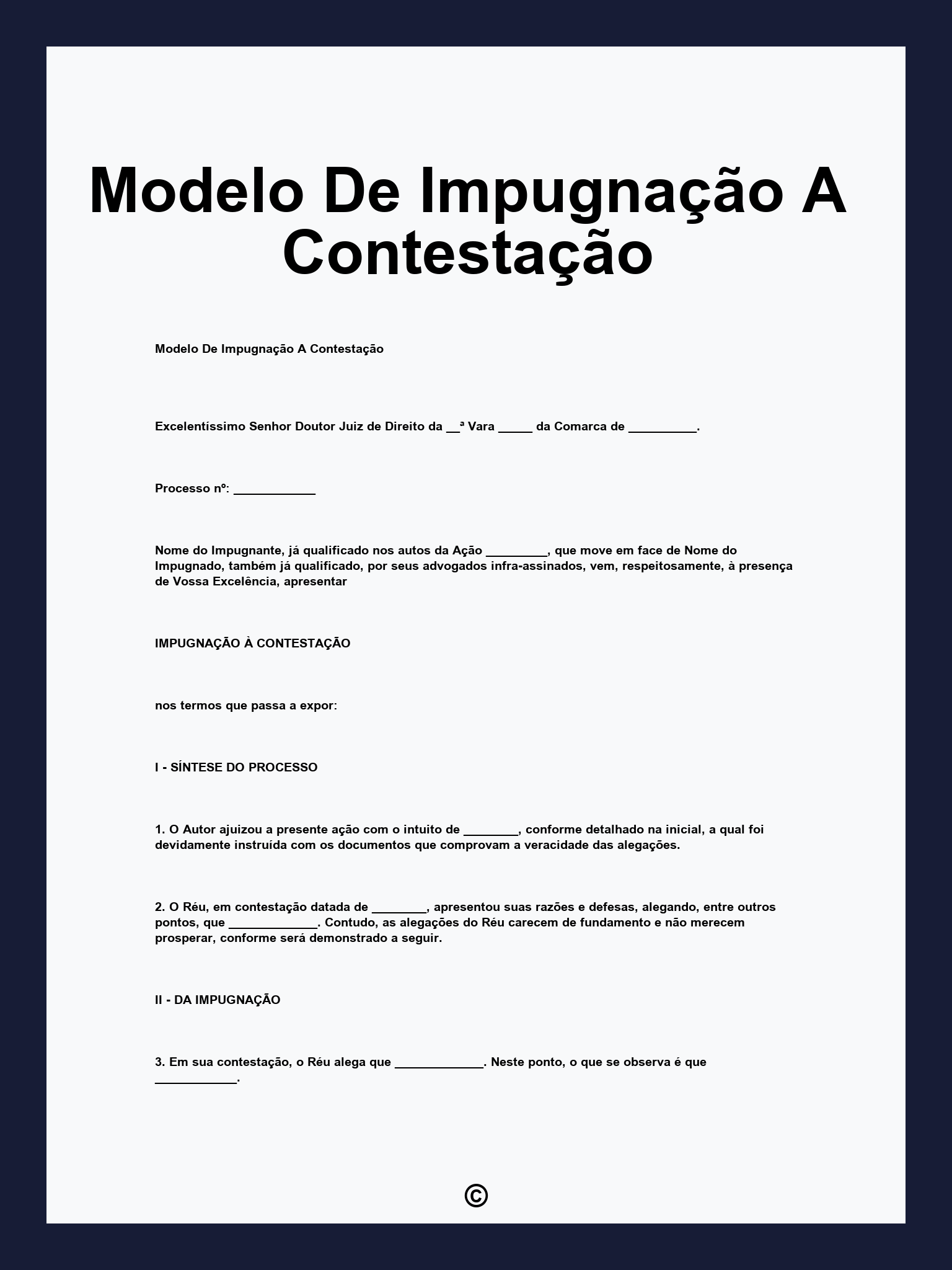 Modelo De Impugnação A Contestação