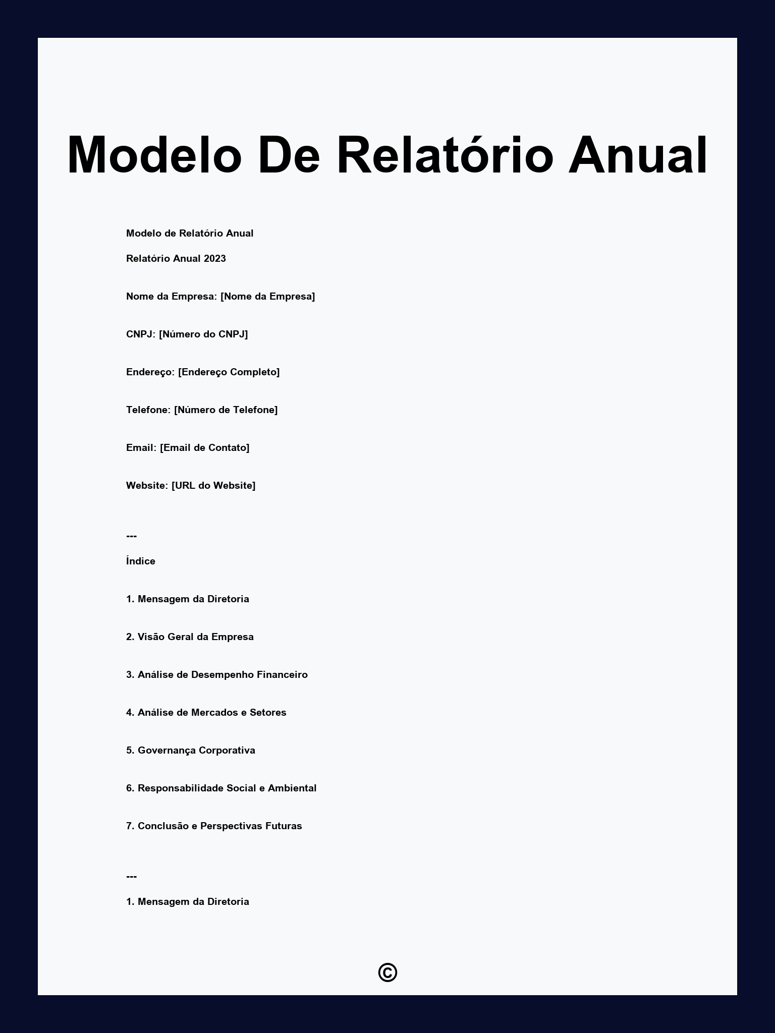 Modelo De Relatório Anual