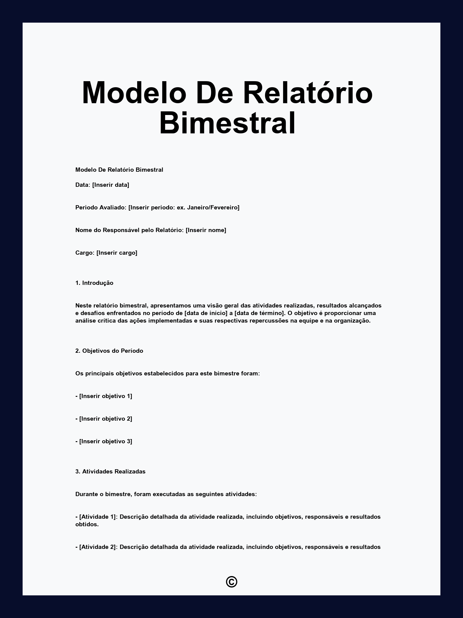 Modelo De Relatório Bimestral