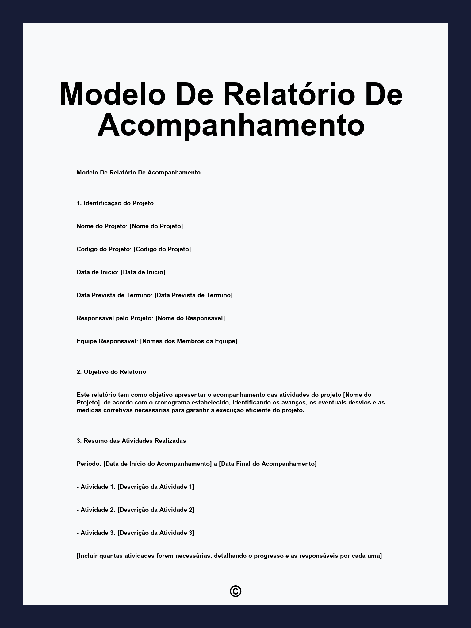 Modelo De Relatório De Acompanhamento
