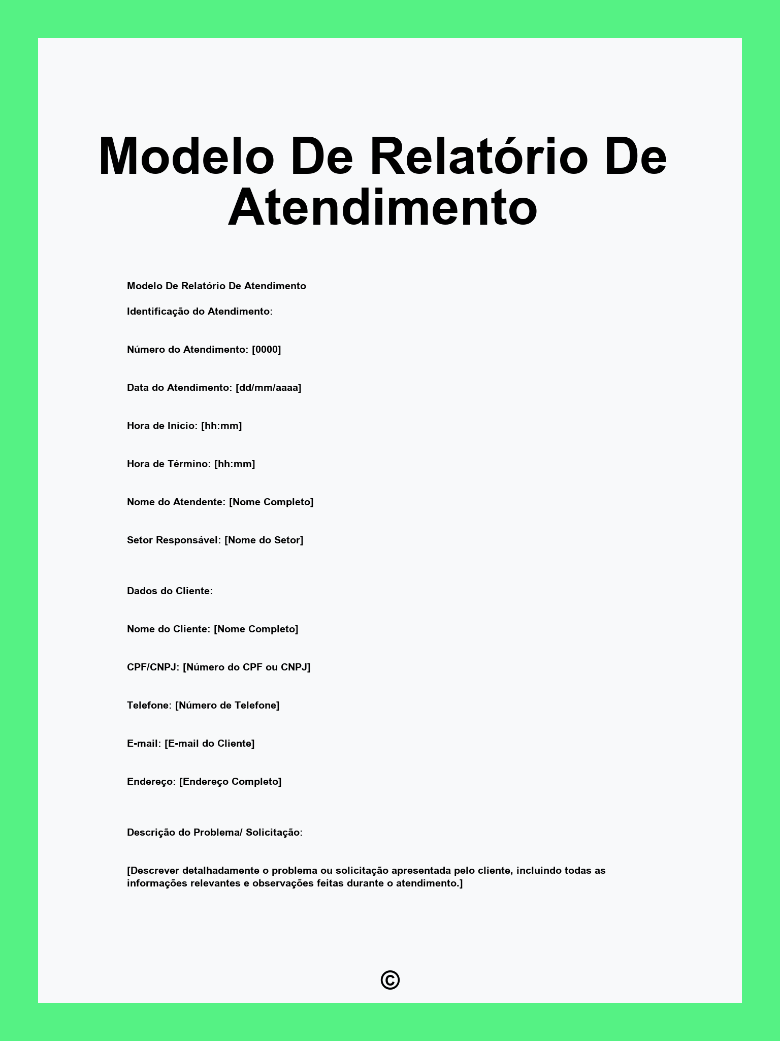 Modelo De Relatório De Atendimento