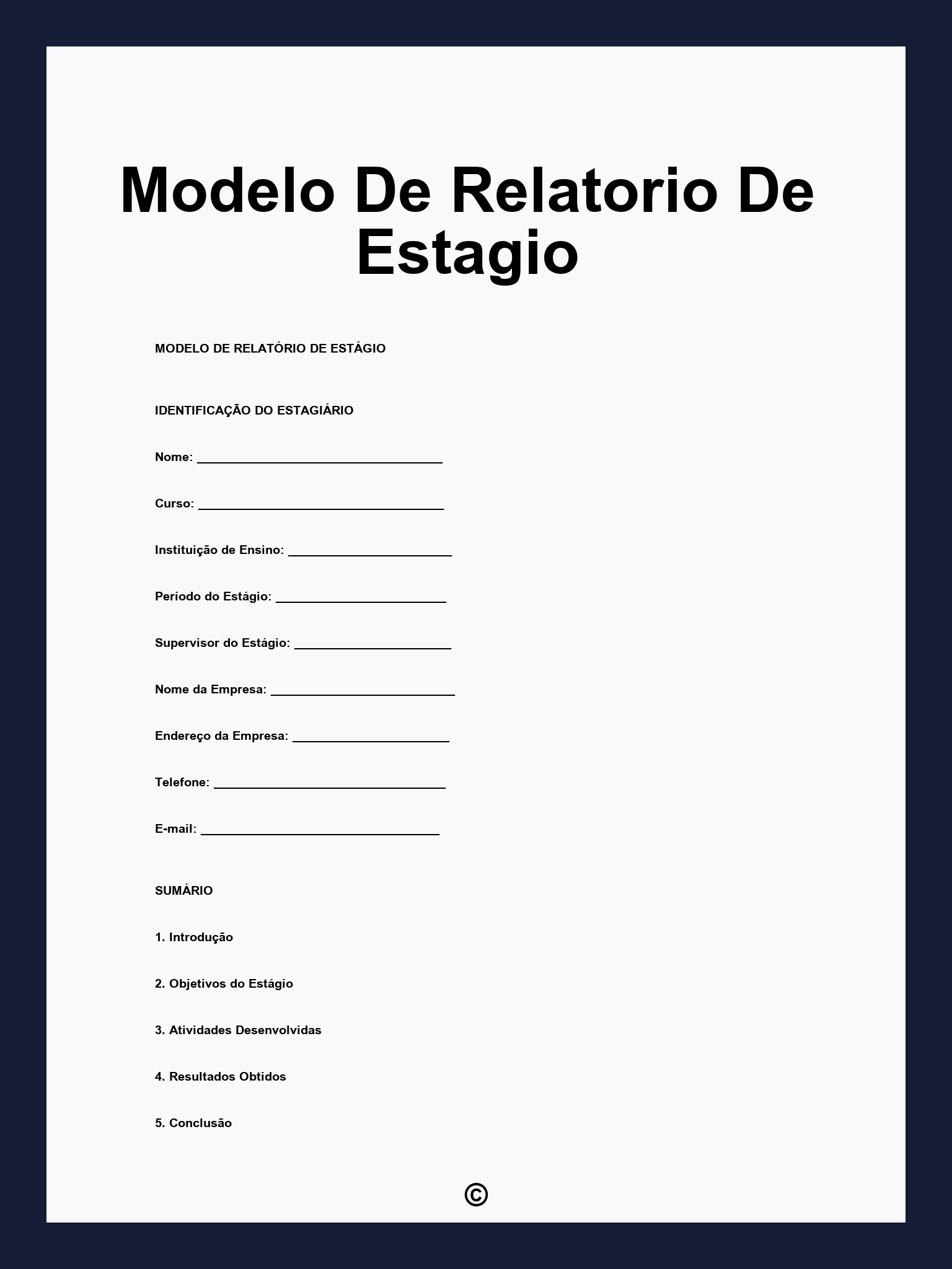 Modelo De Relatorio De Estagio