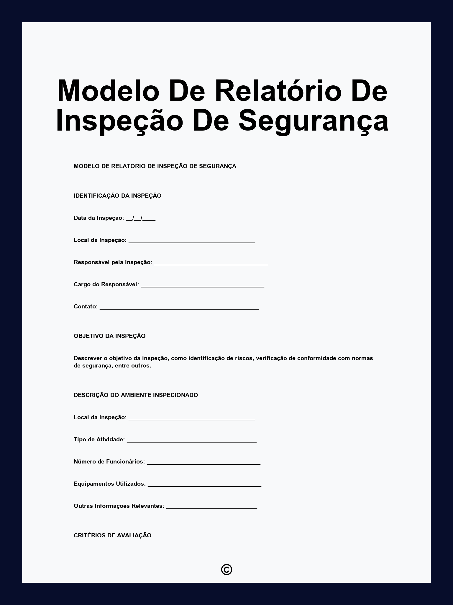Modelo De Relatório De Inspeção De Segurança