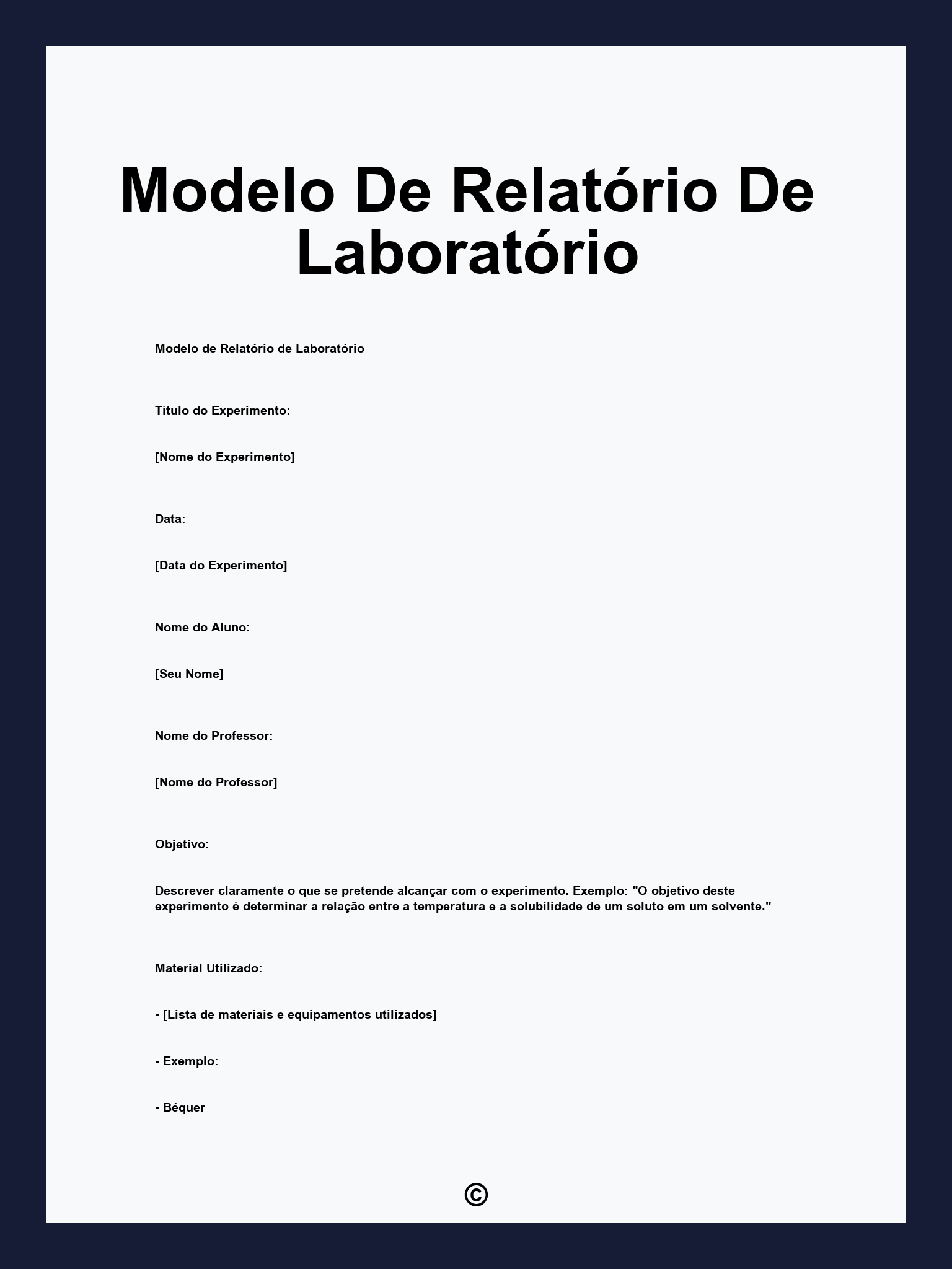 Modelo De Relatório De Laboratório