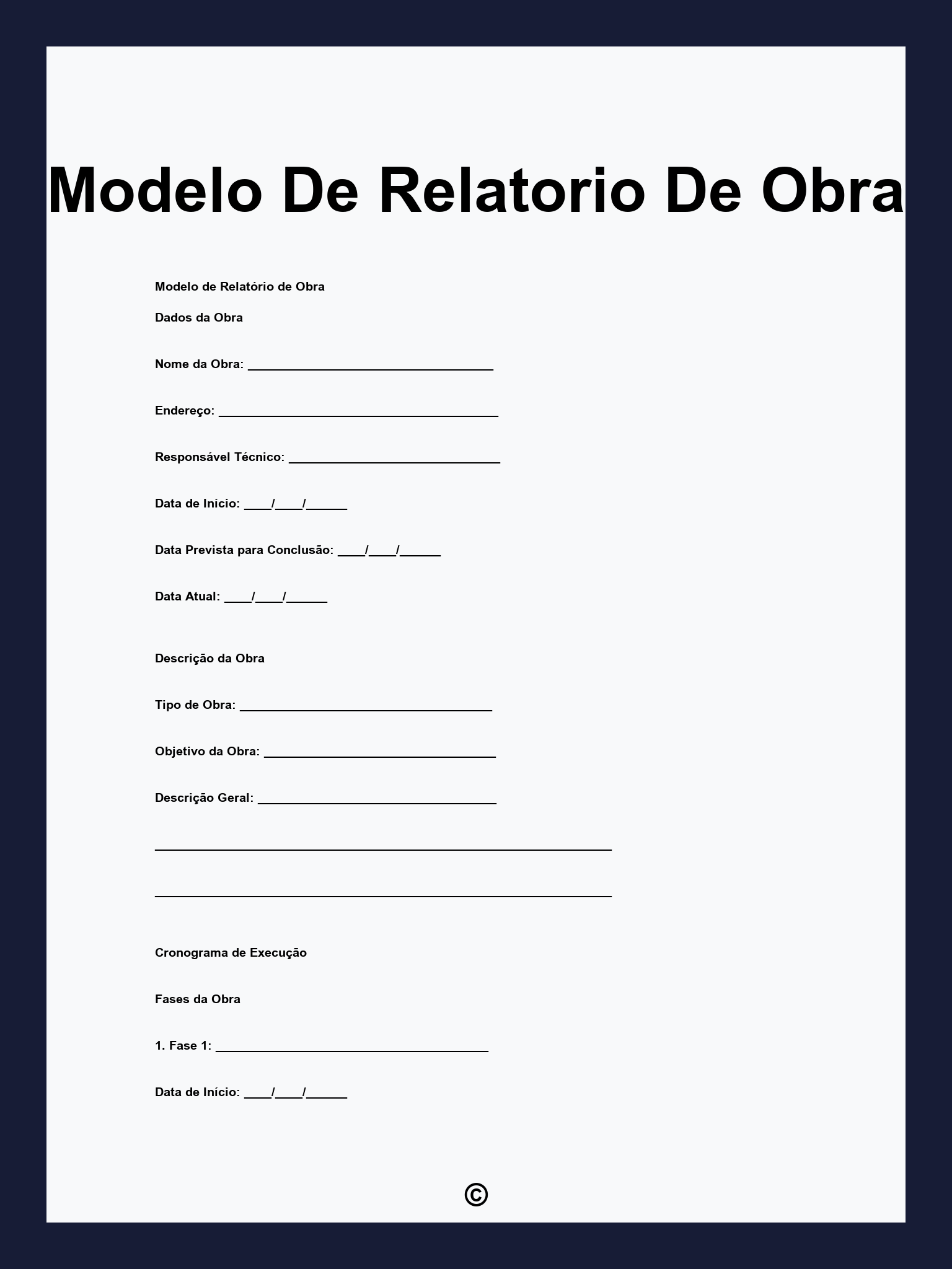 Modelo De Relatorio De Obra