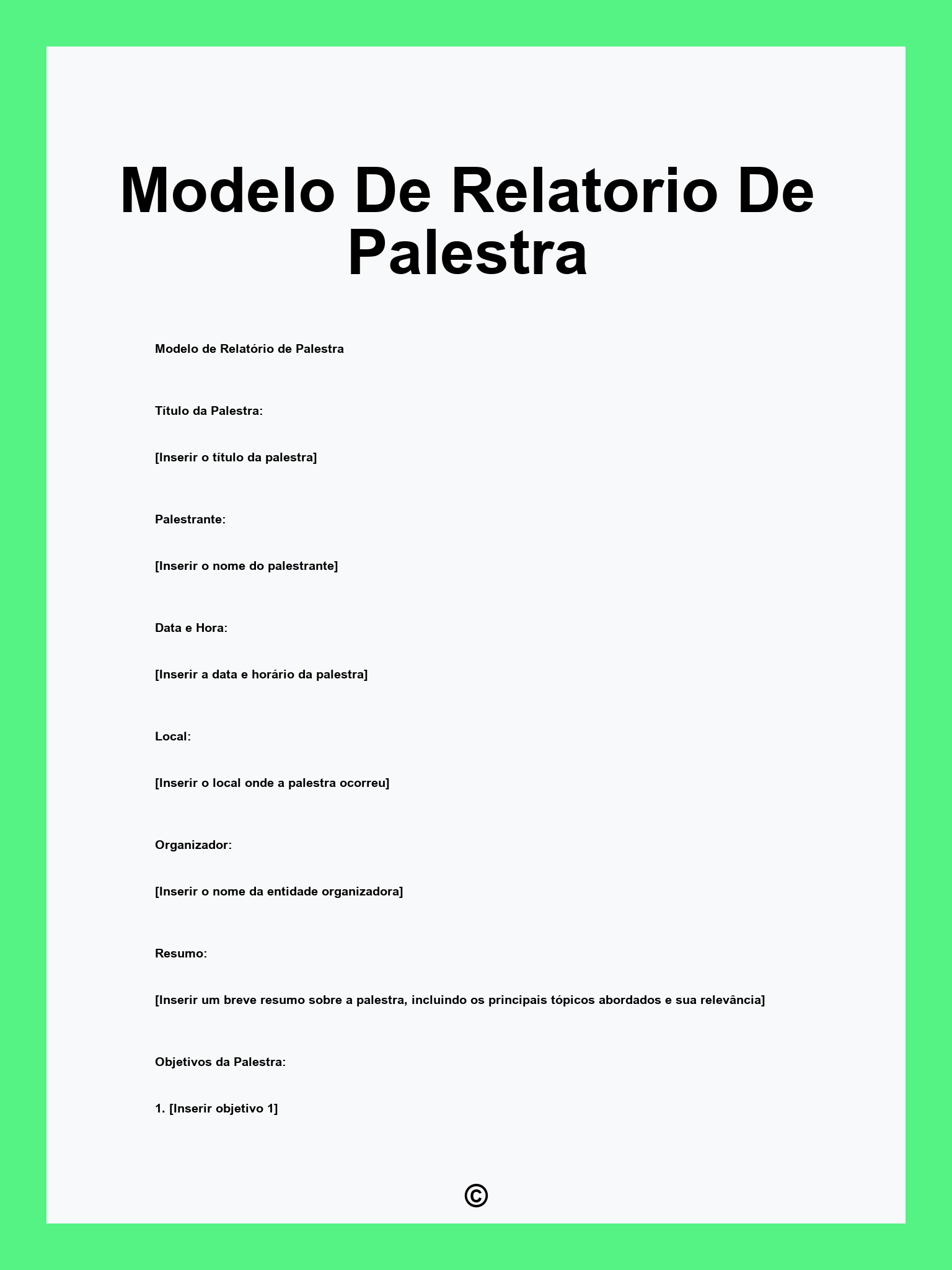 Modelo De Relatorio De Palestra