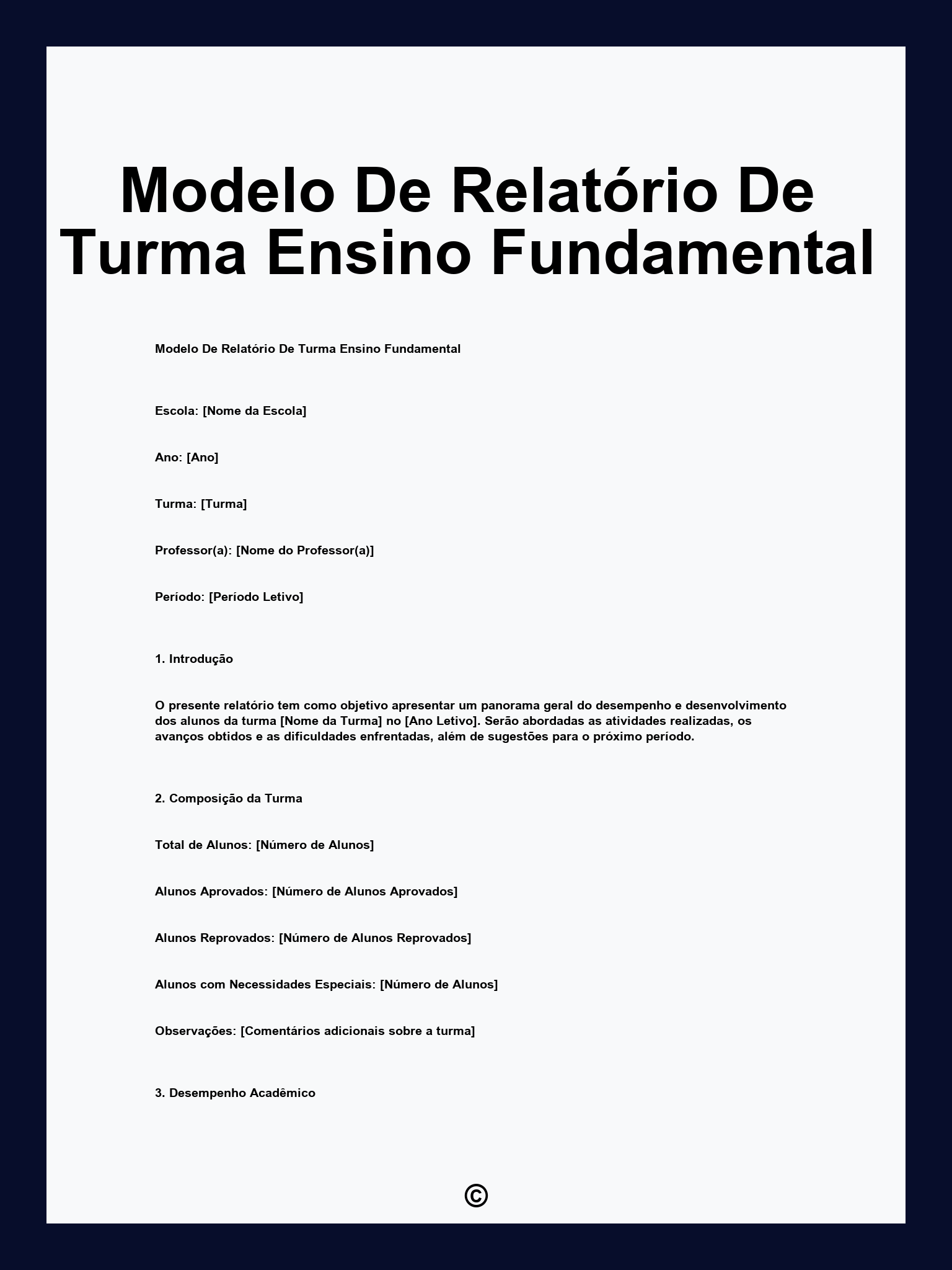 Modelo De Relatório De Turma Ensino Fundamental