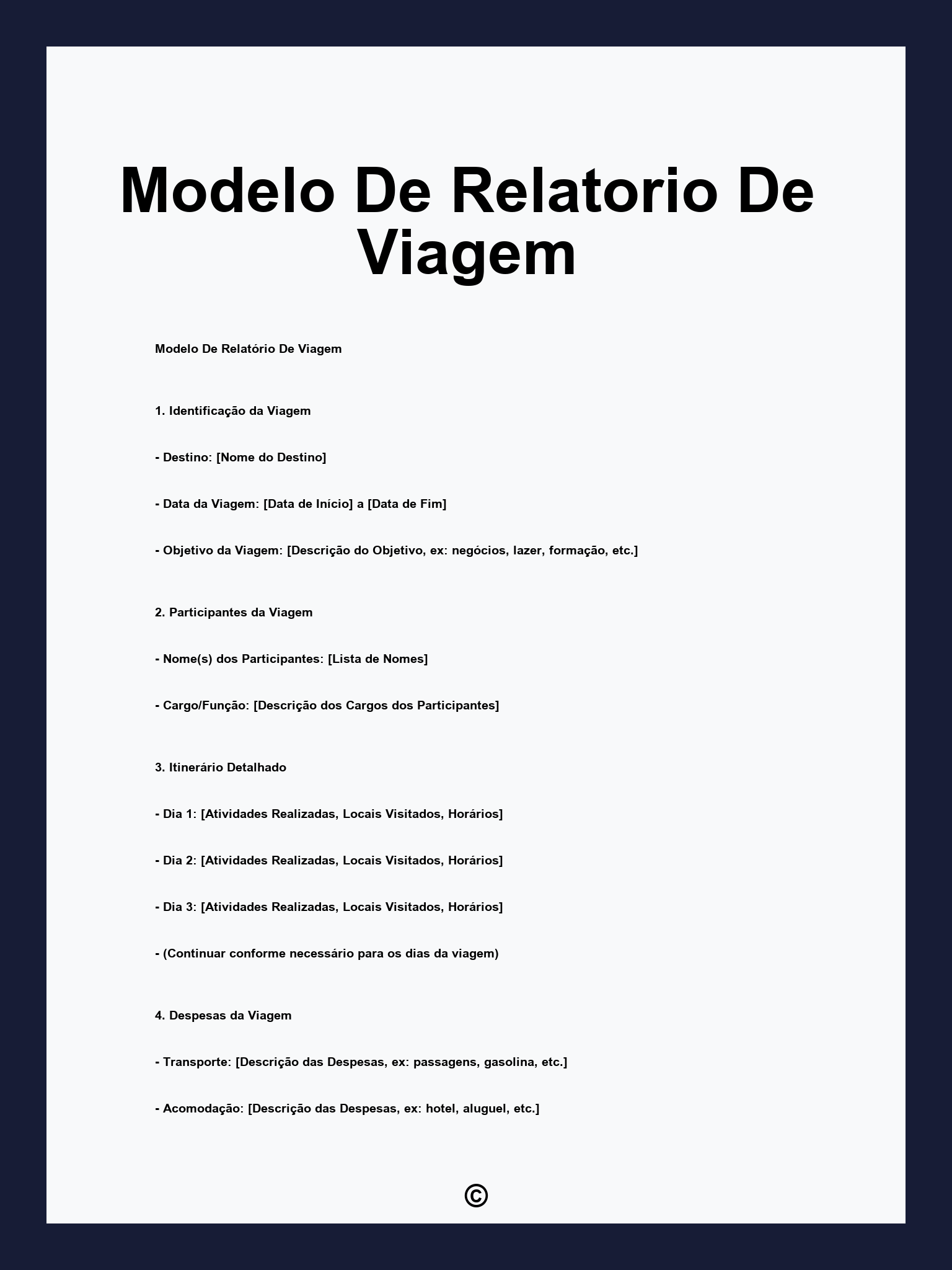 Modelo De Relatorio De Viagem