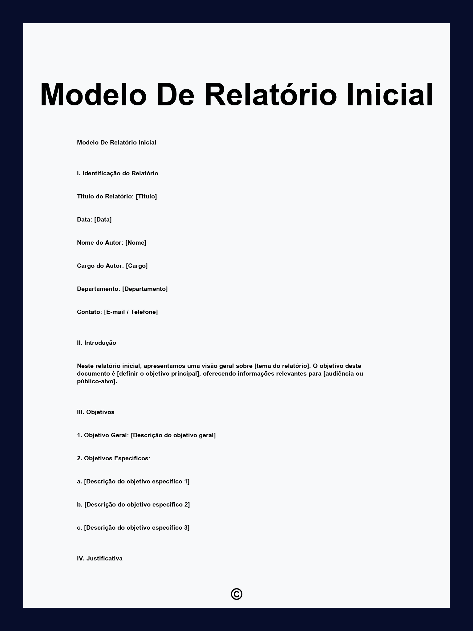 Modelo De Relatório Inicial