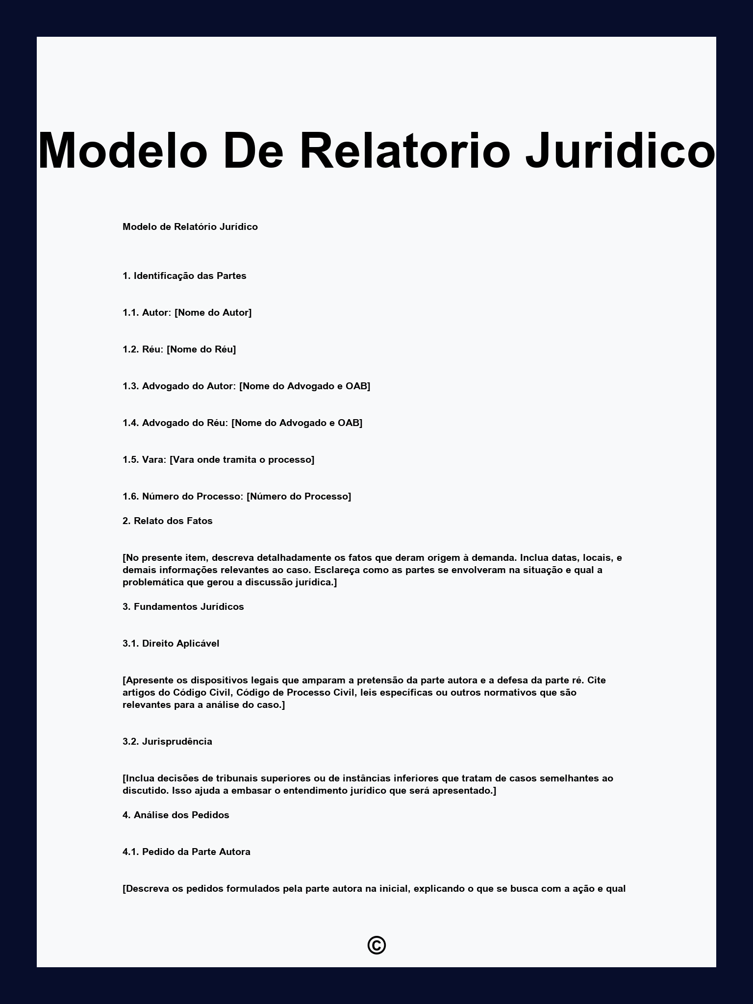 Modelo De Relatorio Juridico