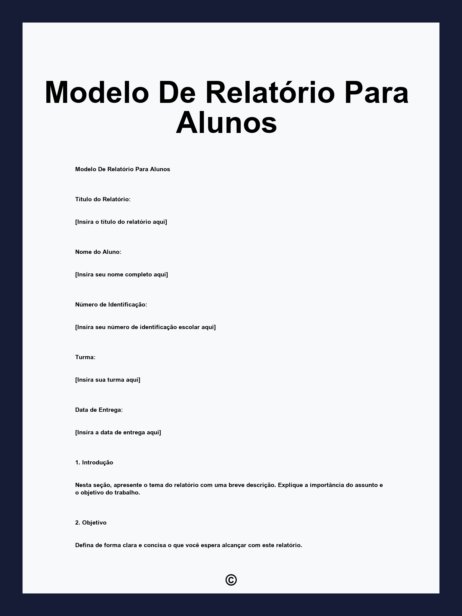 Modelo De Relatório Para Alunos