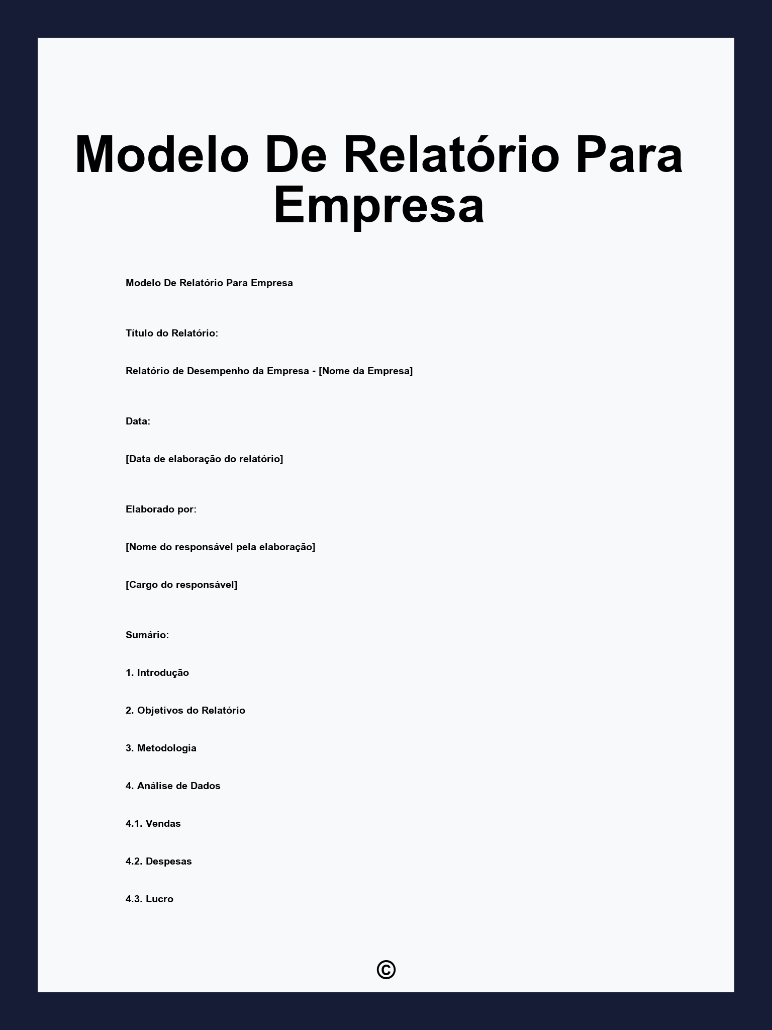 Modelo De Relatório Para Empresa