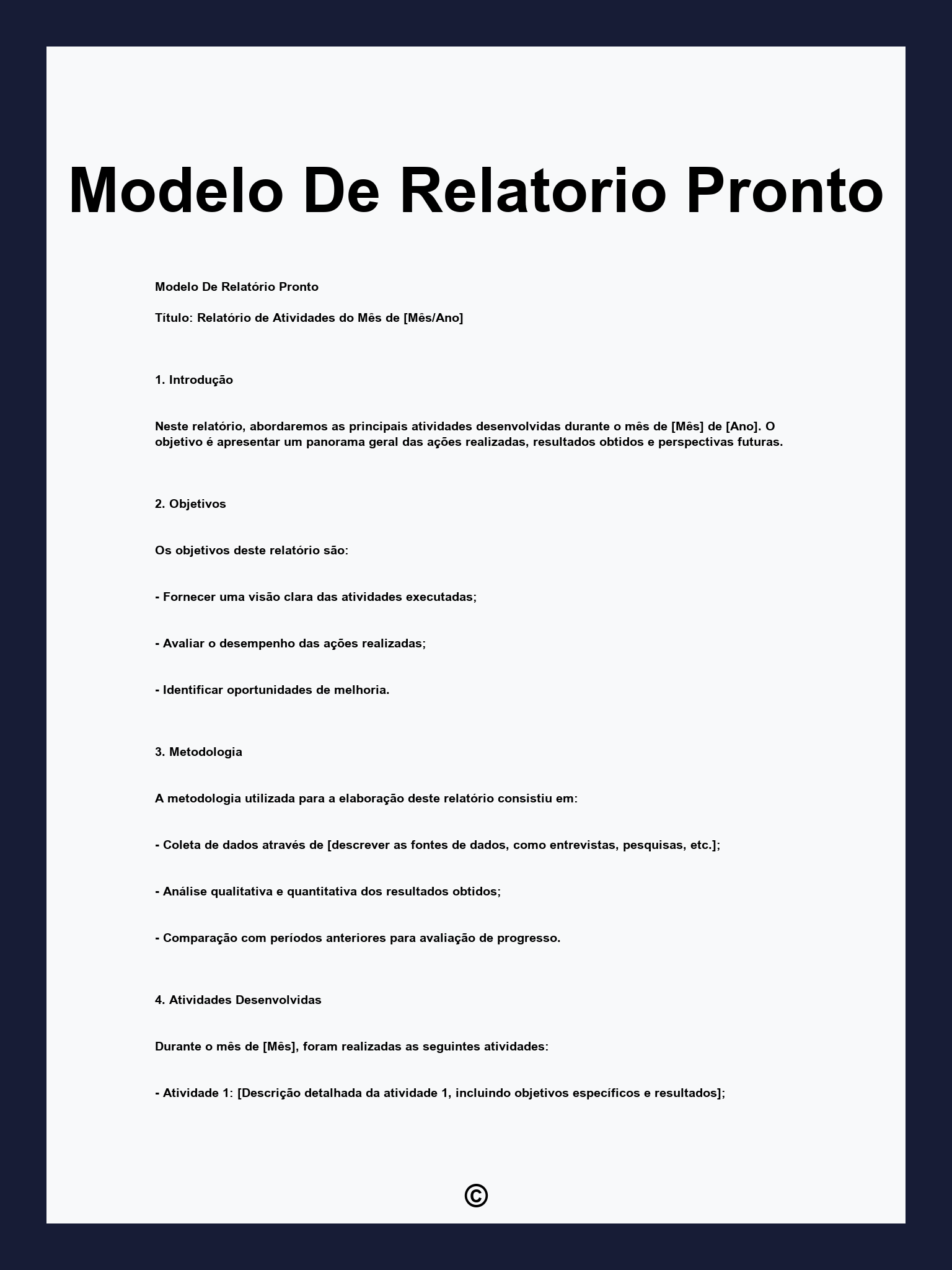 Modelo De Relatorio Pronto