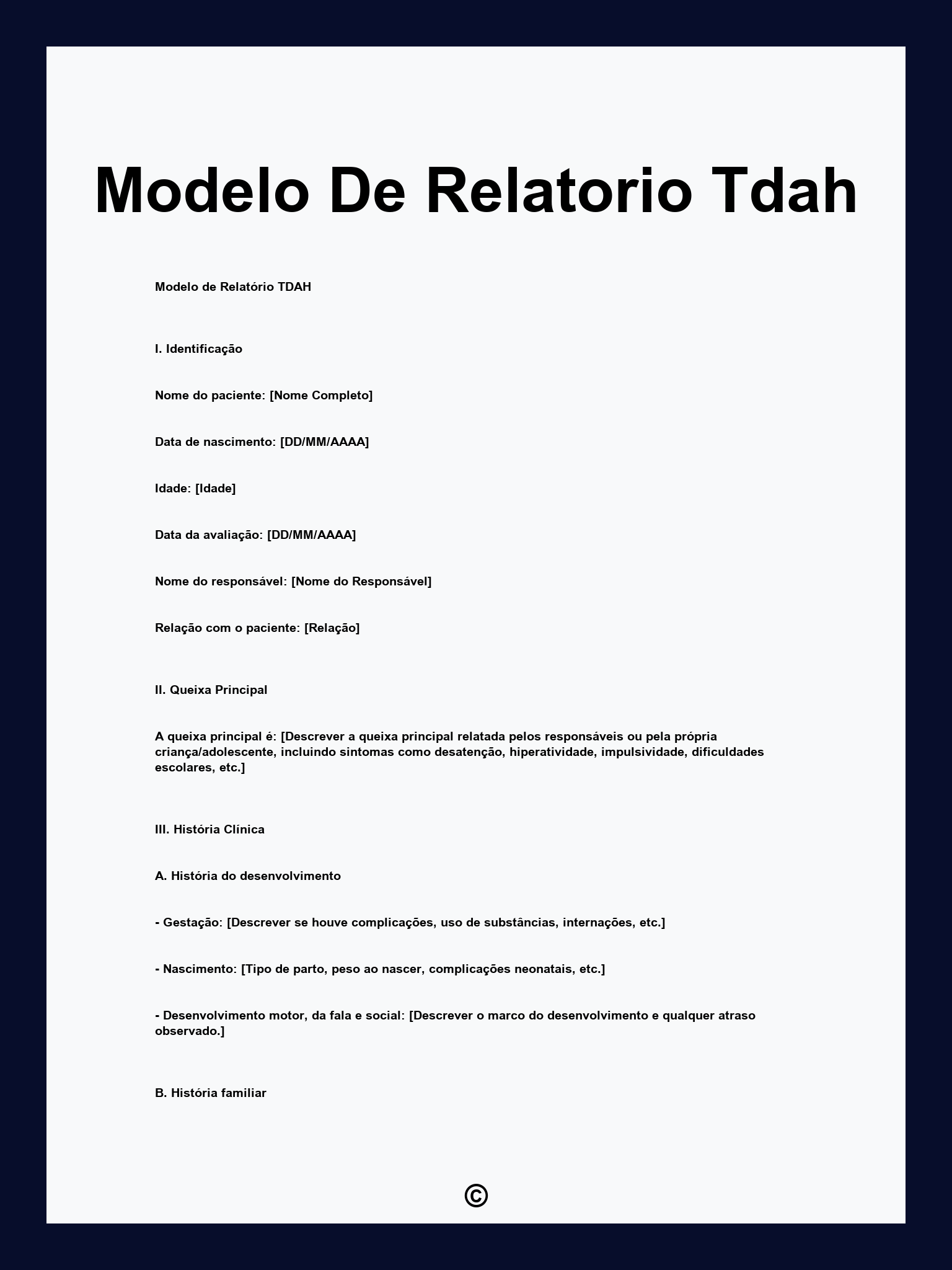 Modelo De Relatorio Tdah
