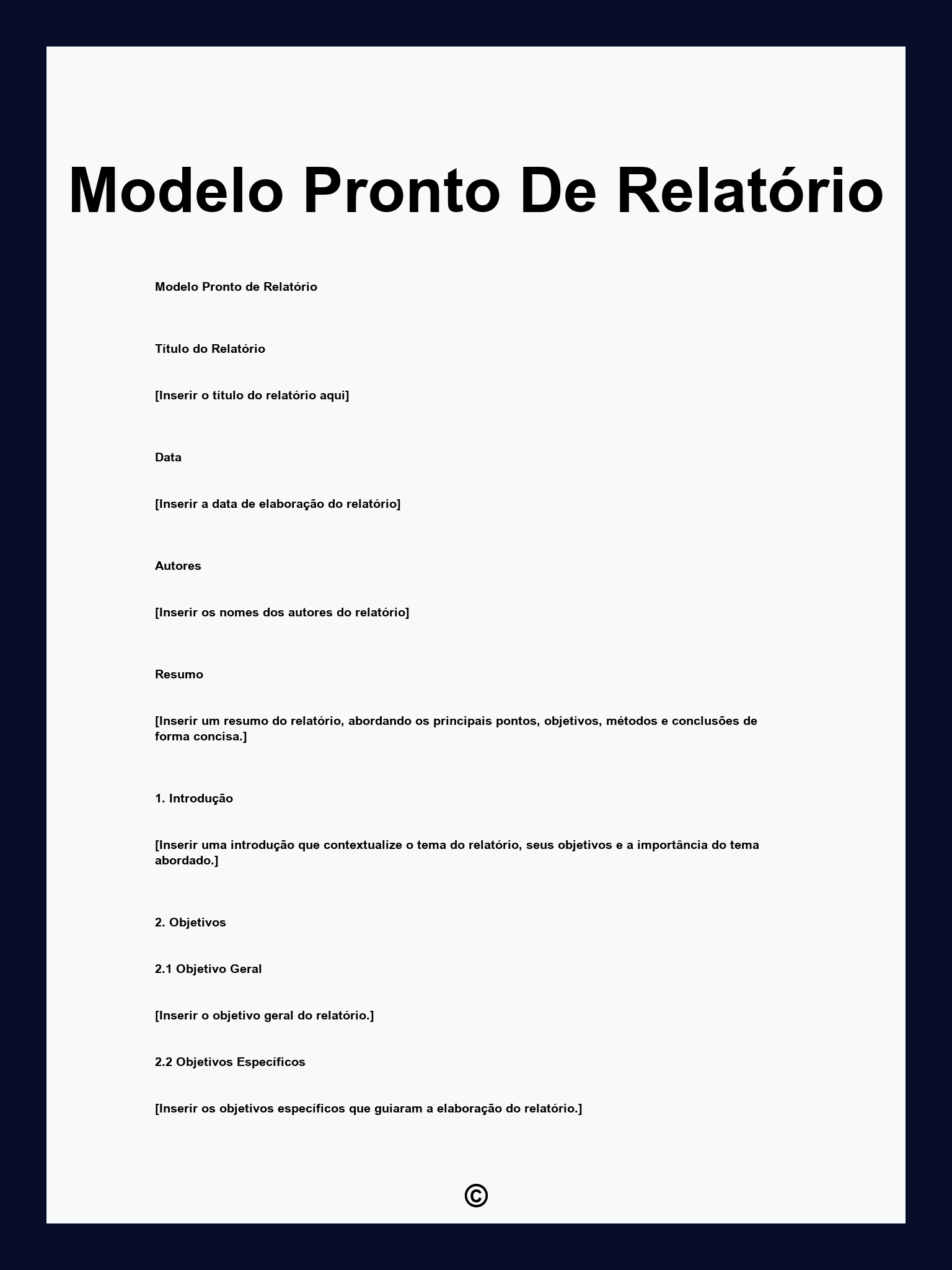 Modelo Pronto De Relatório