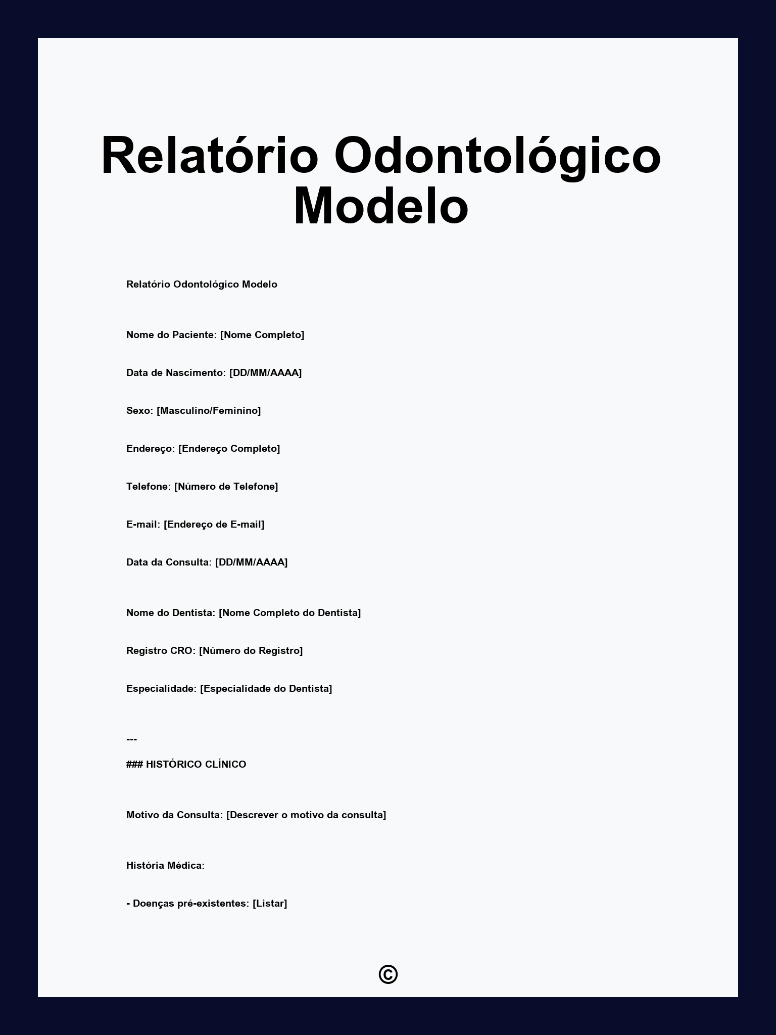 Relatório Odontológico Modelo